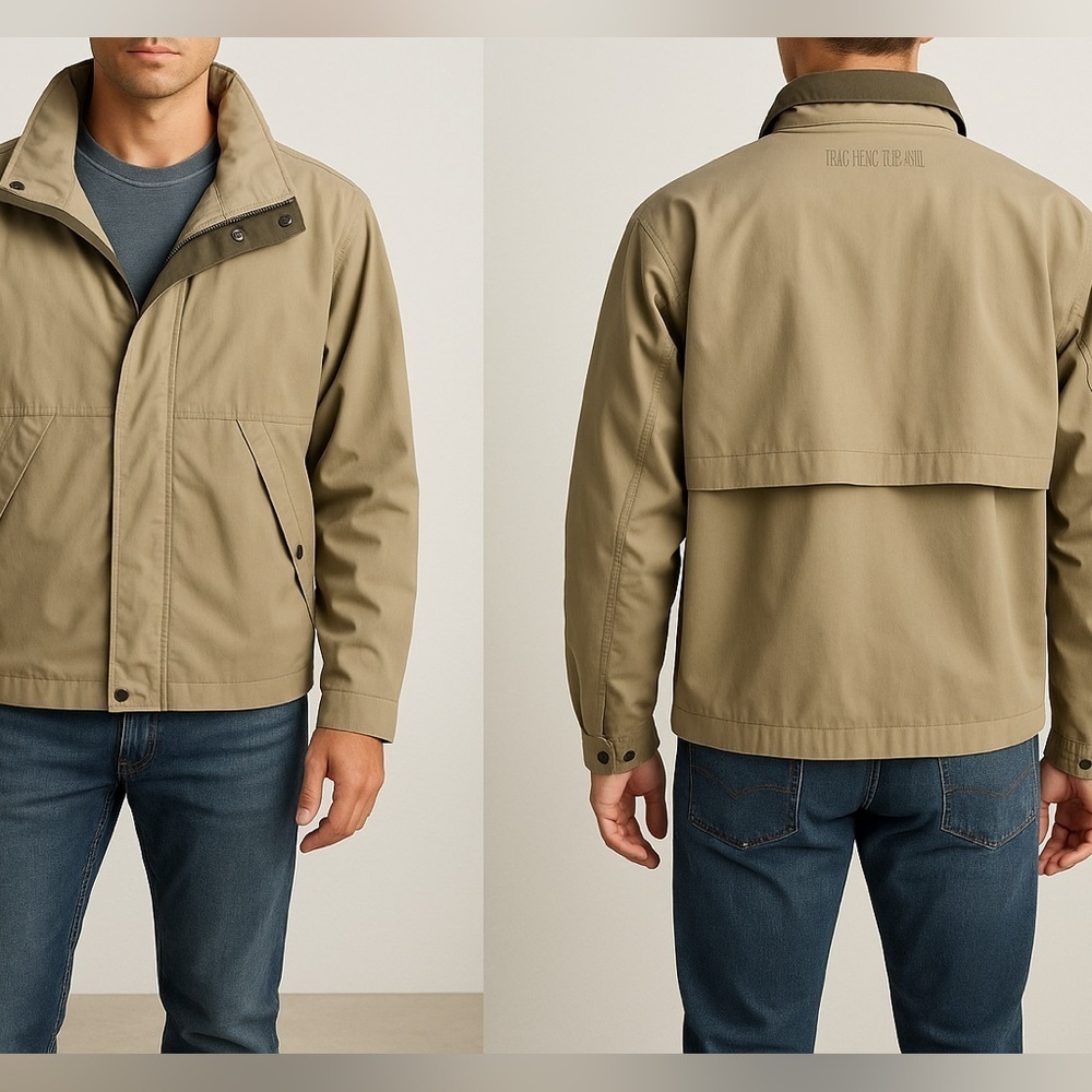🏞️ Pacific Trail Men’s Outdoor Jacket with hood– Beige Khaki – Size XL